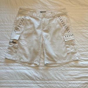Ivory linen cargo shorts